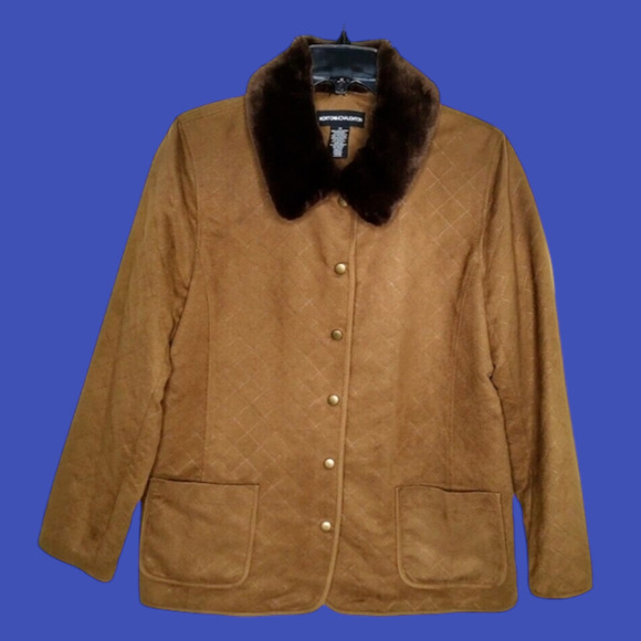 Chore Fall Coat Norton McNaughton Sz 10 Faux Fur Removable Collar Front Pockets - Picture 1 of 12